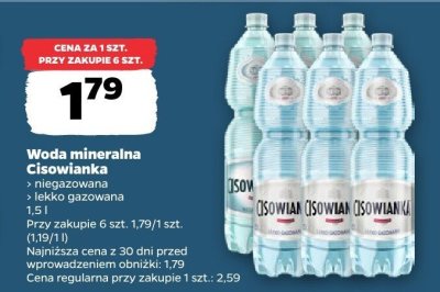 Woda mineralna lekko gazowana1,5 l promocja w Netto