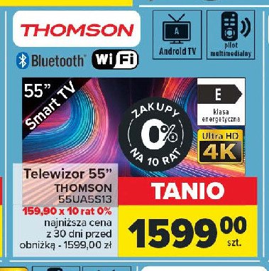 Telewizor led 55" 55ua5s13 Thomson promocja w Carrefour