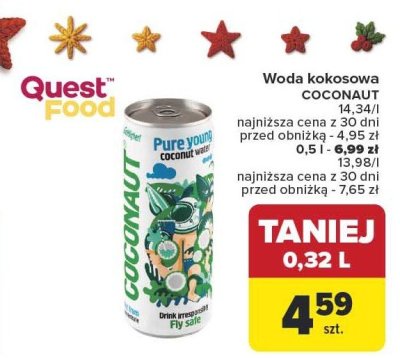 Lemoniada rajska woda kokosowa + ananas + cytryna Wycisk promocja w Carrefour