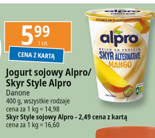 Jogurt sojowy mango Alpro promocja w Leclerc