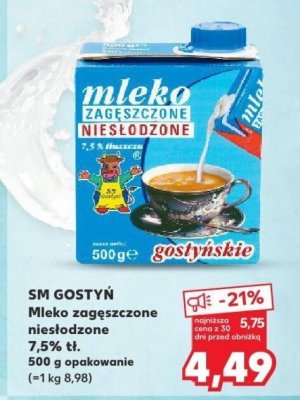 Mleko zagęszczone niesłodzone 7,5% tł. promocja w Kaufland