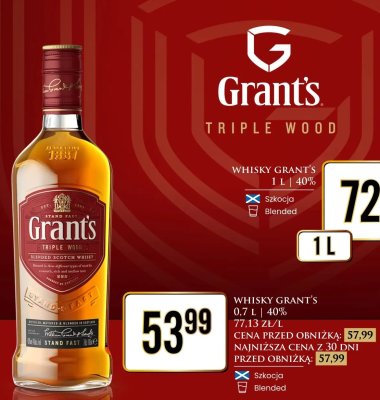 Whisky Grant's Triple Wood promocja w Dino