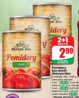 Pomidory całe bez skórki 2 rodzaje promocja w Dino
