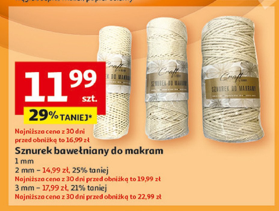 Sznurek bawełniany do makram 2 mm promocja w Auchan