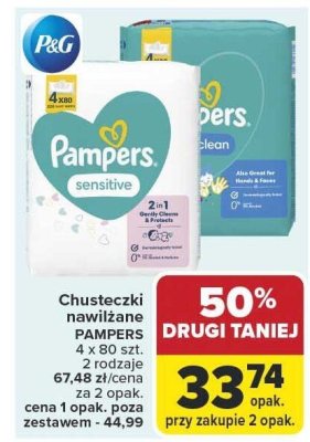Chusteczki nawilżane PAMPERS Sensitive promocja w Carrefour