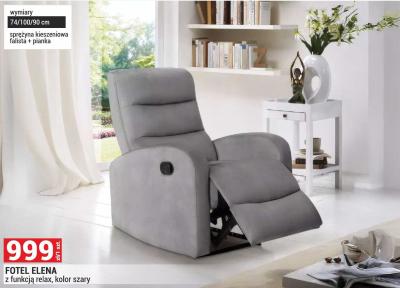 Fotel ELENA z funkcją relax, kolor szary, wymiary 74/100/90 cm, sprężyna kieszeniowa falista + pianka promocja w Merkury Market