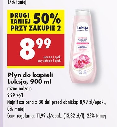 Płyn do kąpieli róża i proteiny mleka Luksja creamy & soft promocja w Biedronka