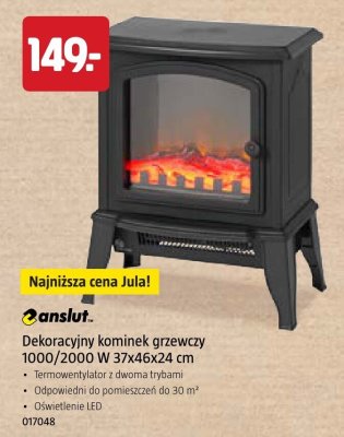 Kominek grzewczy dekoracyjny anslut 1000/2000 W 37x46x24 cm promocja w Jula