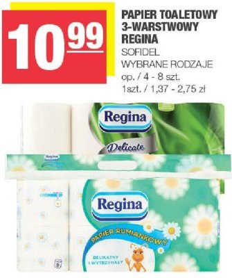Papier toaletowy 3-warstwowy Regina promocja w SPAR