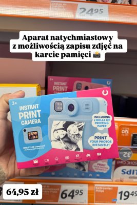 Aparat natychmiastowy z możliwością zapisu zdjęć na karcie pamięci promocja w Action