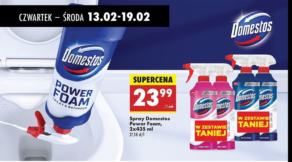 Spray do czyszczenia arctic fresh Domestos power foam promocja