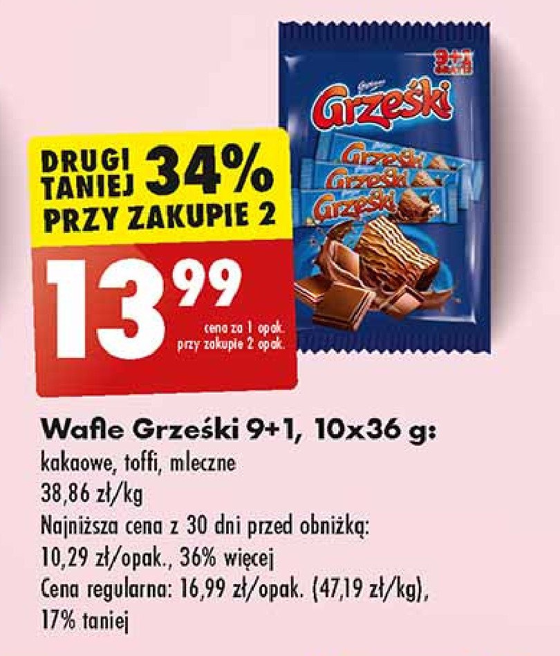 Wafelek orzechowy w czekoladzie mlecznej Grześki promocja