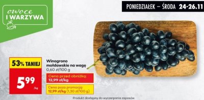 Winogrono mołdawskie na wagę promocja w Biedronka
