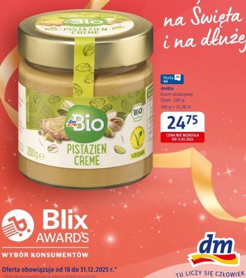 Krem pistacjowy dmBio promocja w Drogerie DM