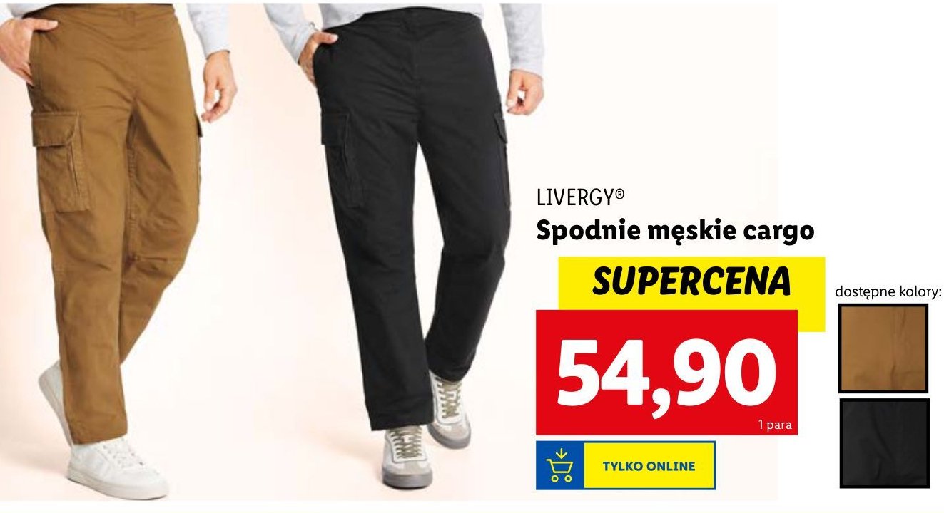 Spodnie cargo męskie Livergy promocja w Lidl