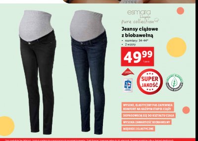 Jeansy ciążowe 34-44 Esmara lingerie promocja