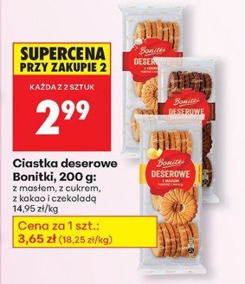 Ciastka deserowe Bonitki z cukrem promocja w Biedronka