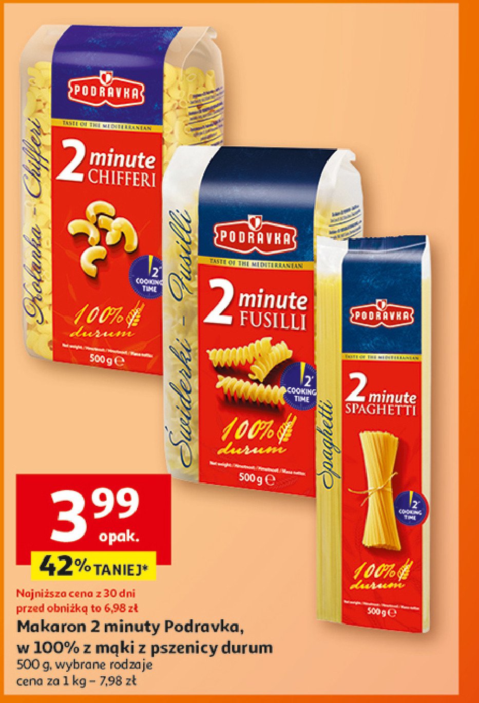 Makaron gotowy w 2 minuty chifferi Podravka promocja