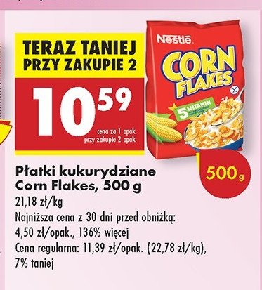 Płatki śniadaniowe Nestle corn flakes Corn flakes (nestle) promocja w Biedronka