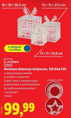 Metalowa dekoracja świąteczna, 128 diod LED promocja w Lidl
