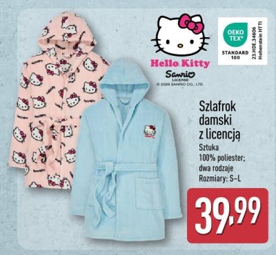Szlafrok damski Hello Kitty z licencją promocja w Aldi
