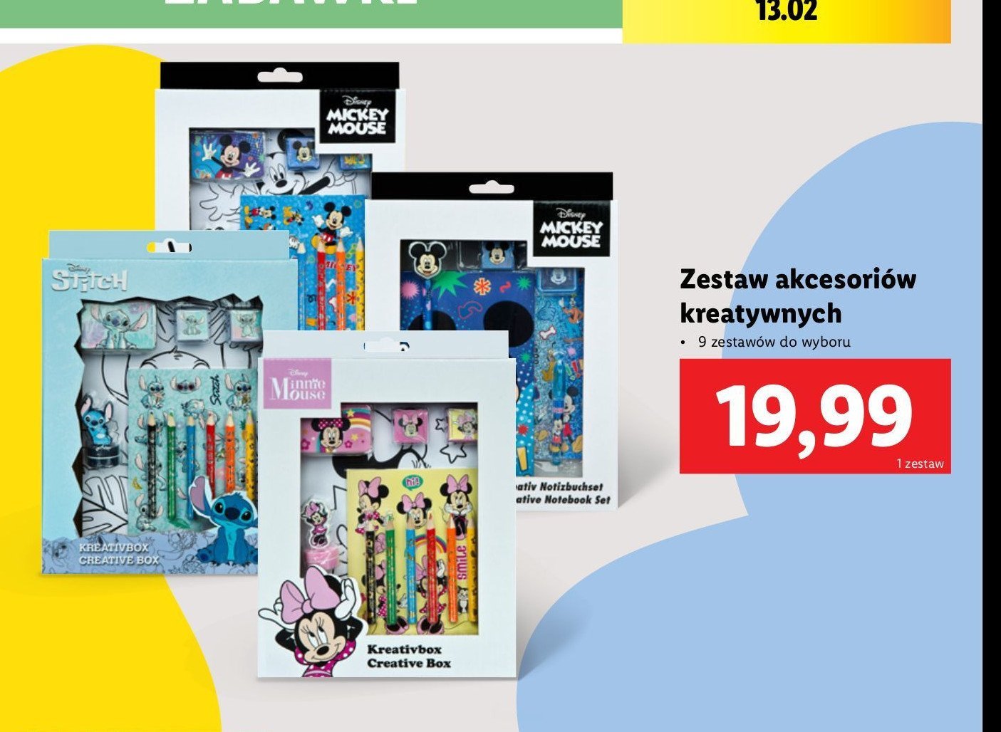 Zestaw akcesoriów kreatywnych mickey mouse promocja w Lidl