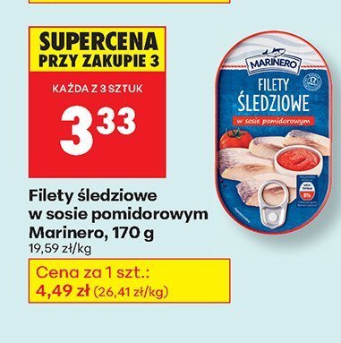 Filety 艣ledziowe w sosie pomidorowym z papryk膮 Marinero promocja w Biedronka