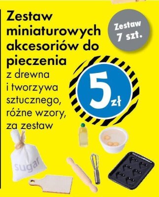 Zestaw miniaturowych akcesoriów do pieczenia z drewna i tworzywa sztucznego, różne wzory promocja w Tedi