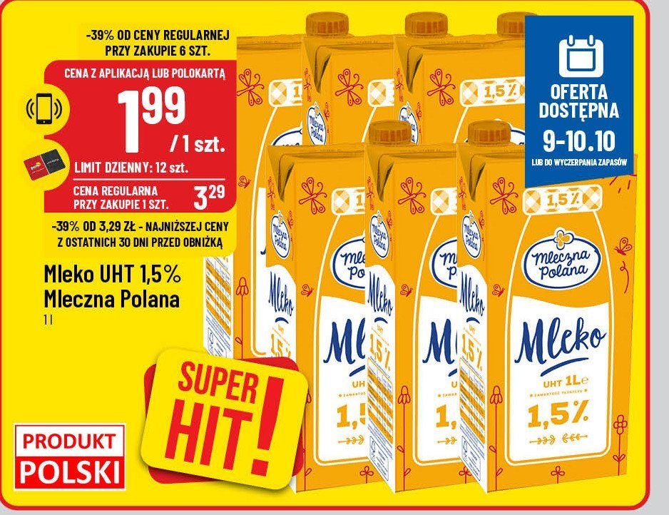 Mleko 1.5 % Mleczna polana promocja