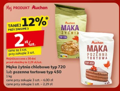 Mąka żytnia chlebowa typ 720 lub pszenna tortowa typ 450, 1 kg promocja w Auchan