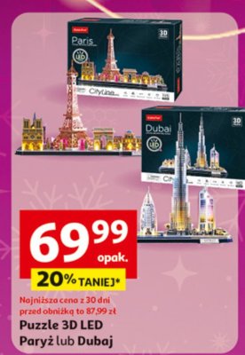 Puzzle 3D LED Paryż lub Dubaj One Two Fun promocja w Auchan