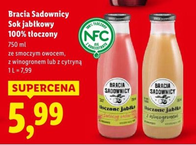 Sok Bracia Sadownicy Sok jabłkowy 100% tłoczony promocja w Lidl