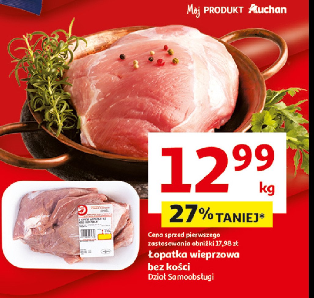 Łopatka wieprzowa bez kości Auchan różnorodne (logo czerwone) promocja w Auchan