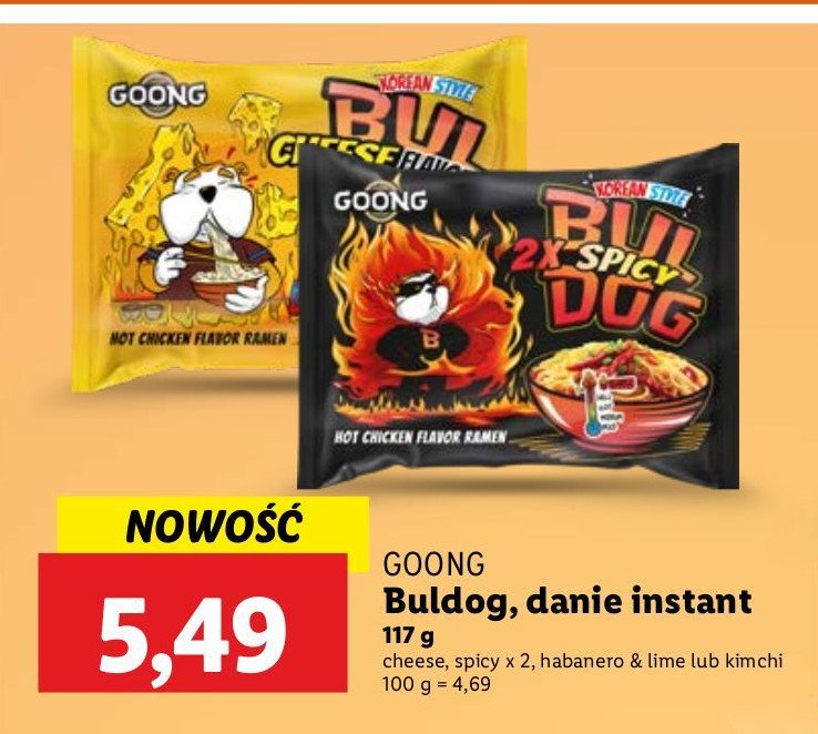 Danie buldog lime Goong promocja w Lidl