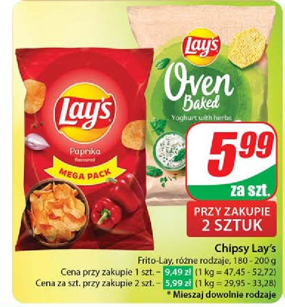 Chipsy pieczone jogurtowe z ziołami ogrodowymi Lay's prosto z pieca promocja