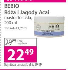 Naturalne masło do ciała róża i jagody acai Bebio cosmetics promocja
