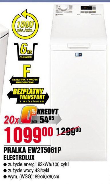 Pralka ew2t5061p Electrolux promocja