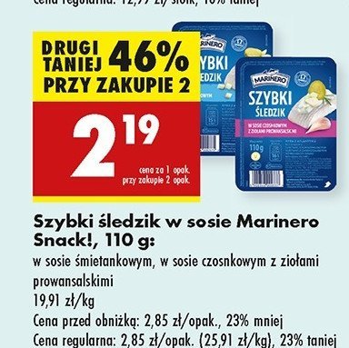艢led藕 w sosie czosnkowym z zio艂ami prowansalskimi Marinero szybki 艣ledzik promocja