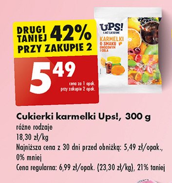 Karmelki o smaku owocowym i cola Ups! promocja