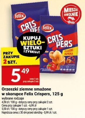 Orzeszki ziemne smażone w skorupce Felix Crispers, 125 g promocja w Twój Market