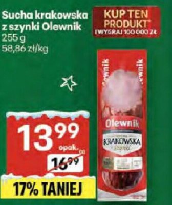 Sucha krakowska z szynki Olewnik promocja w Delikatesy Centrum