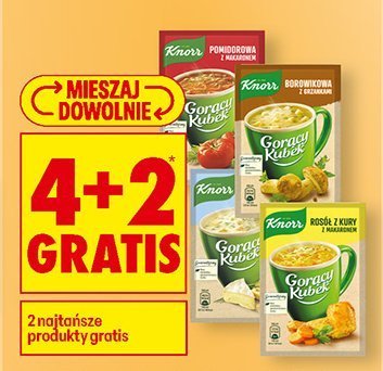 Zupy Knorr gorący kubek 12-24g: pomidorowa, borowikowa, serowa, rosół, żurek, barszcz czerwony, grochowa, pieczarkowa promocja w Biedronka