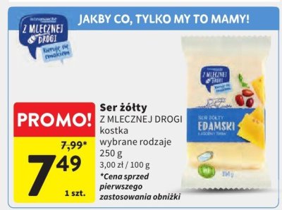 Ser żółty Z MLECZNEJ DROGI kostka wybrane rodzaje promocja w Intermarche