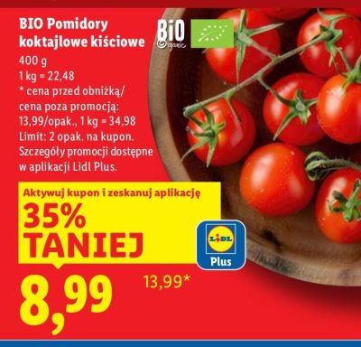 Pomidory koktajlowe kiściowe BIO promocja w Lidl