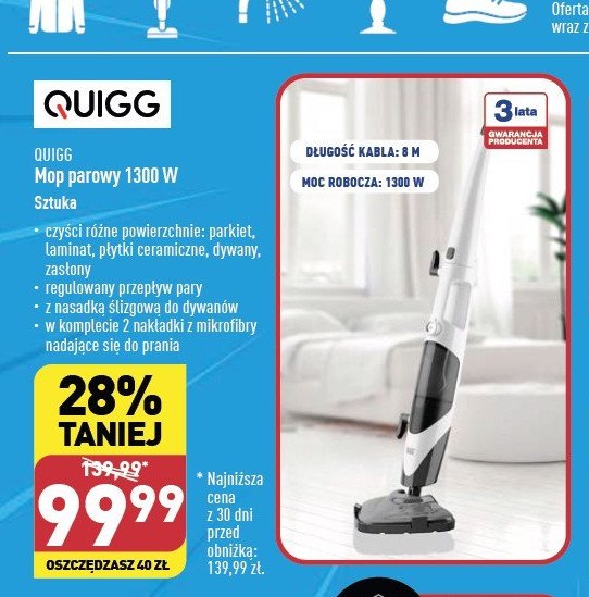 Mop elektryczny parowy Quigg promocja