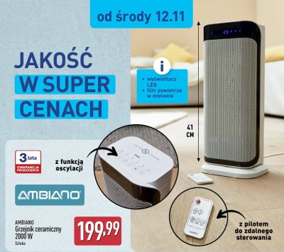 Grzejnik ceramiczny 2000 W AMBIANO promocja w Aldi