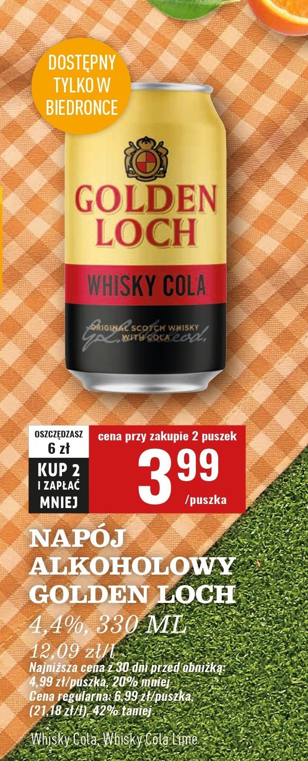 Whisky + cola GOLDEN LOCH promocja w Biedronka