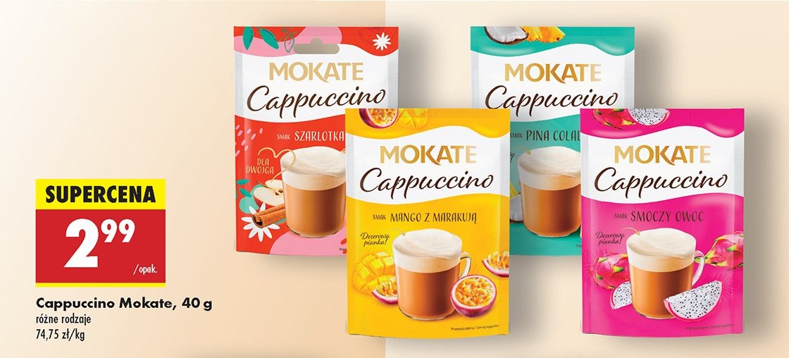 Cappuccino mango z marakują Mokate cappuccino promocja w Biedronka