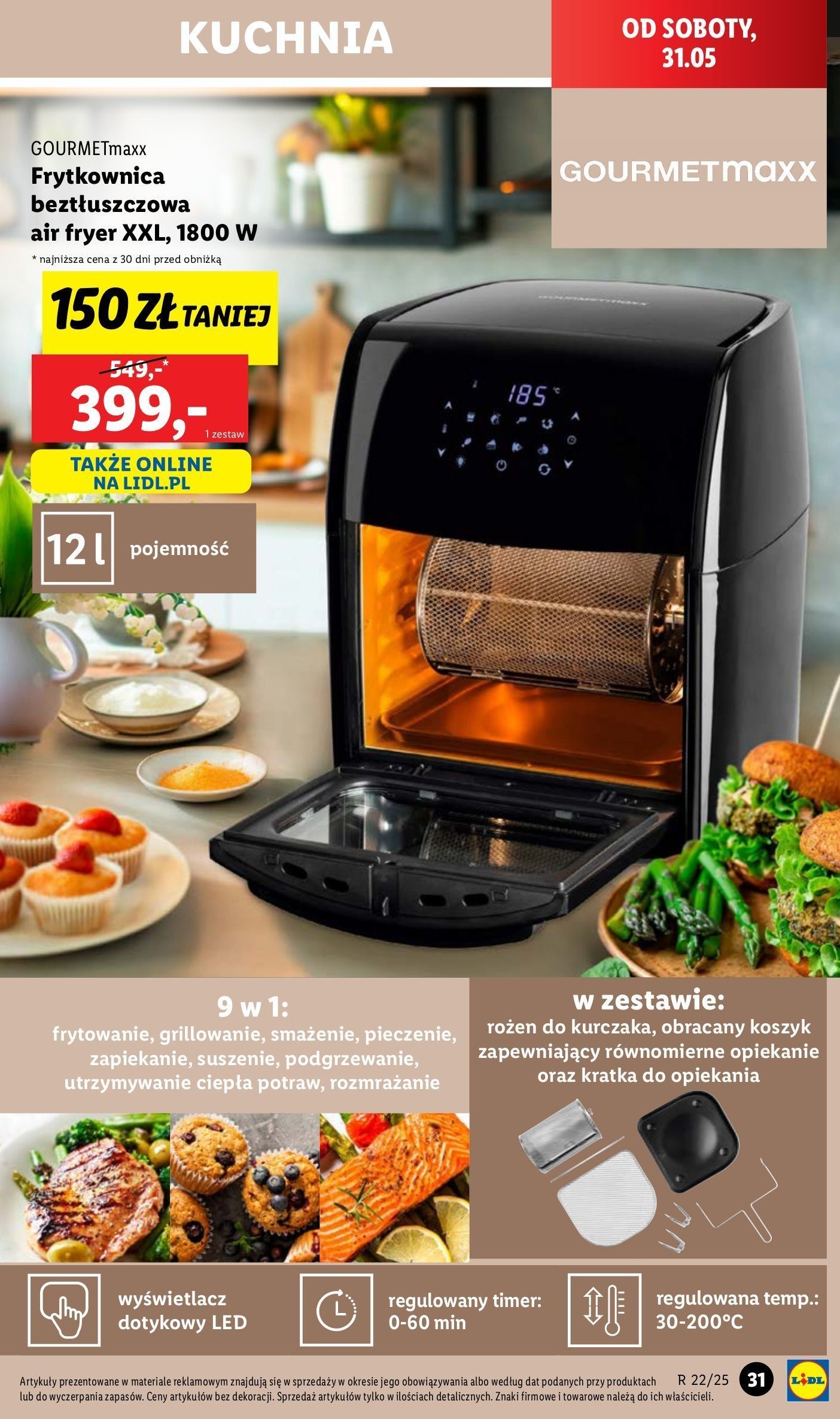 Frytkownica beztłuszczowa 1800w Gourmetmaxx promocja w Lidl