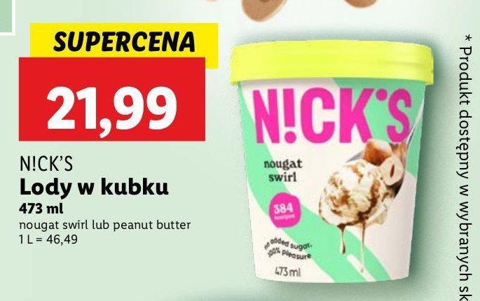 Lody peanut butter chocolate Nick's promocja